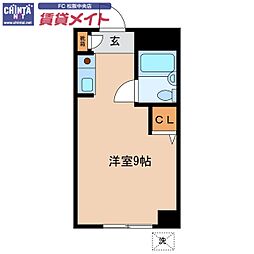 シティハウス松阪 3階ワンルームの間取り