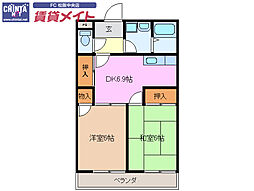 りんごの木 2DKの間取図画像