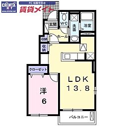 ジャンプレッソA 1LDKの間取図画像