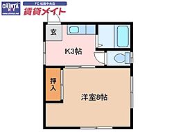 中部台パティオ 1Kの間取図画像