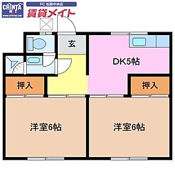 小林荘 2DKの間取図画像