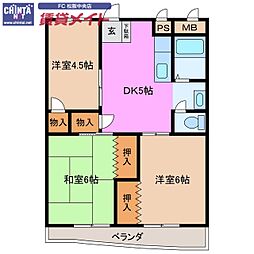 ジュピターマンション大津1 3DKの間取図画像