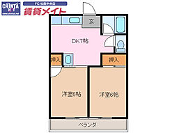 ラビデンスSAWA 2DKの間取図画像