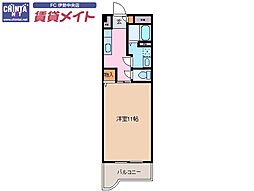 近鉄山田線 宮町駅 徒歩10分の賃貸マンション 3階1Kの間取り