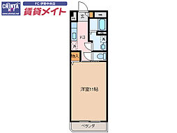 近鉄山田線 宮町駅 徒歩10分の賃貸マンション 1階1Kの間取り