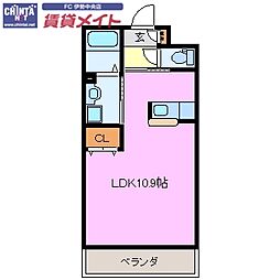 JR参宮線 五十鈴ケ丘駅 徒歩28分の賃貸マンション 2階ワンルームの間取り