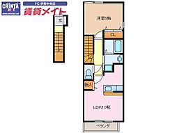 近鉄山田線 宮町駅 徒歩12分の賃貸アパート 2階1LDKの間取り