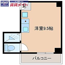 伊勢ビル ワンルームの間取図画像