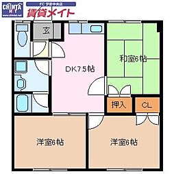 ウインドコート明野 3DKの間取図画像