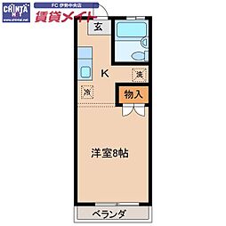 メゾンホープ ワンルームの間取図画像