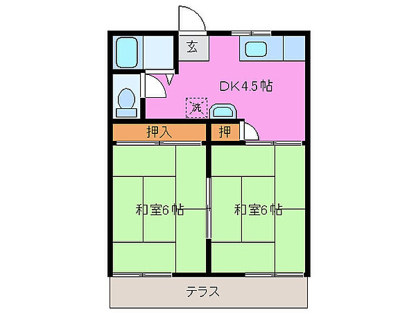 三重県津市久居射場町(賃貸アパート2K・2階・36.30㎡)の写真 その2