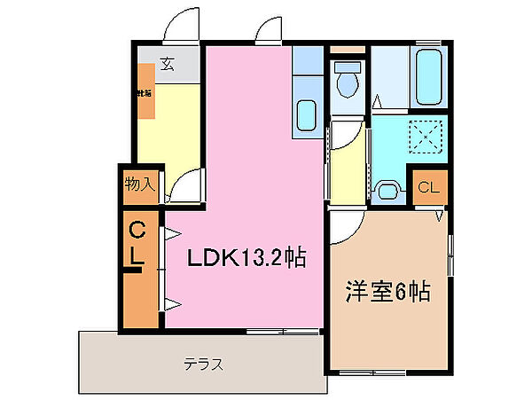 三重県津市藤方(賃貸アパート1LDK・1階・46.03㎡)の写真 その2