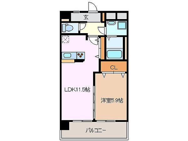 三重県津市桜橋２丁目(賃貸マンション1LDK・7階・40.50㎡)の写真 その2