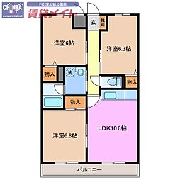 サンパレス 4階3LDKの間取り