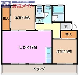 メゾンシエロ 2LDKの間取図画像