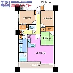 サンマンション山の手ヒルズ 3LDKの間取図画像