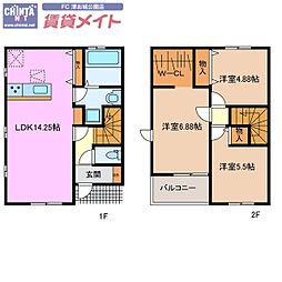 リーブルファイン柳山津興 1階3LDKの間取り
