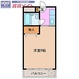 カーサ・ドゥーズ 1Kの間取図画像