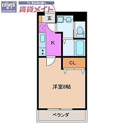 ＺＥＲＯ−3 1階1Kの間取り