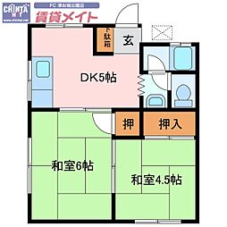 桜荘 2DKの間取図画像