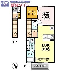 ジーウィズダムA 1LDKの間取図画像