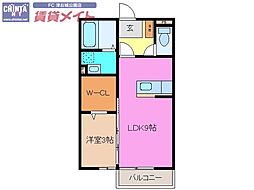 楽園B 1LDKの間取図画像