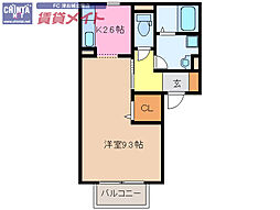 プレジオ 1Kの間取図画像