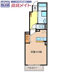 エスポワールB ワンルームの間取図画像