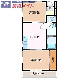 メゾン青葉 2DKの間取図画像