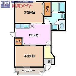 ミドルアーティクル 2DKの間取図画像