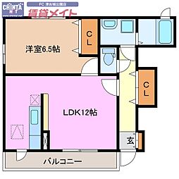 ロトルア 1LDKの間取図画像