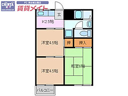 ミズホハイツ 3Kの間取図画像