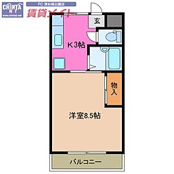 ジョイフル 1Kの間取図画像