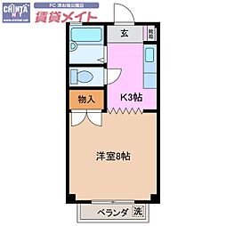 ハイツ千里 1Kの間取図画像