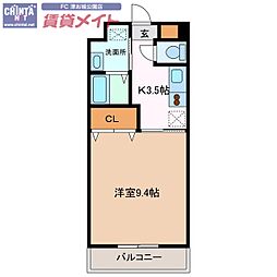 ルラシオン江戸橋 1Kの間取図画像