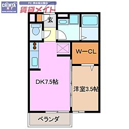 シーサイドイースト 1DKの間取図画像