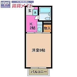 サミーホワイト1 1Kの間取図画像