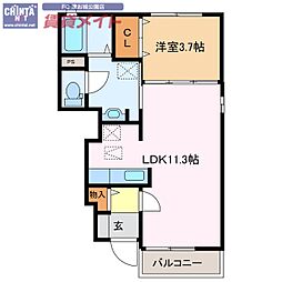 アルカンシェル大園 1LDKの間取図画像