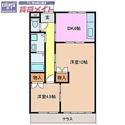 ハナトピア 2DKの間取図画像