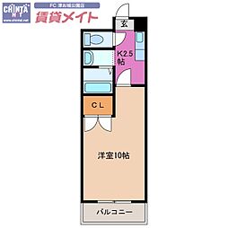 江戸橋利平治マンション 1Kの間取図画像