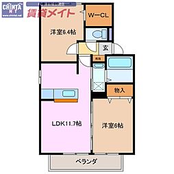 グレイスアベニュー上浜町B 2LDKの間取図画像