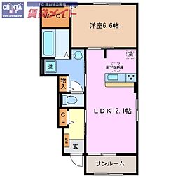 アンジェラA 1LDKの間取図画像