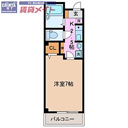 ワンダーウォール 1Kの間取図画像