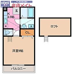 トップハウス長岡 1Kの間取図画像