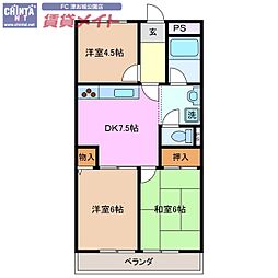 マンションメルヘン 3DKの間取図画像