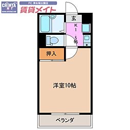 パレスショーワ 1Kの間取図画像
