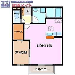 ウエストフィールド 1LDKの間取図画像