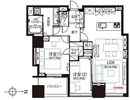 シティタワーズ豊洲ザ・ツインS棟 2LDKの間取図画像