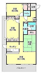 ライオンズマンション八尾南 3LDKの間取図画像