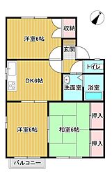 シャトレ八仙B 3DKの間取図画像